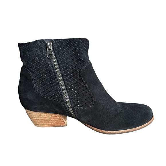 Kork-Ease Sherill Booties Ankle Boots Heels Suede Leather Zip Black Womens 9 - Picture 5 of 11